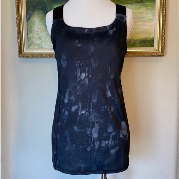 Champion Racerback Black and Grey Tie Dye Print Sports Tank With Built-In Bra - Picture 2 of 10